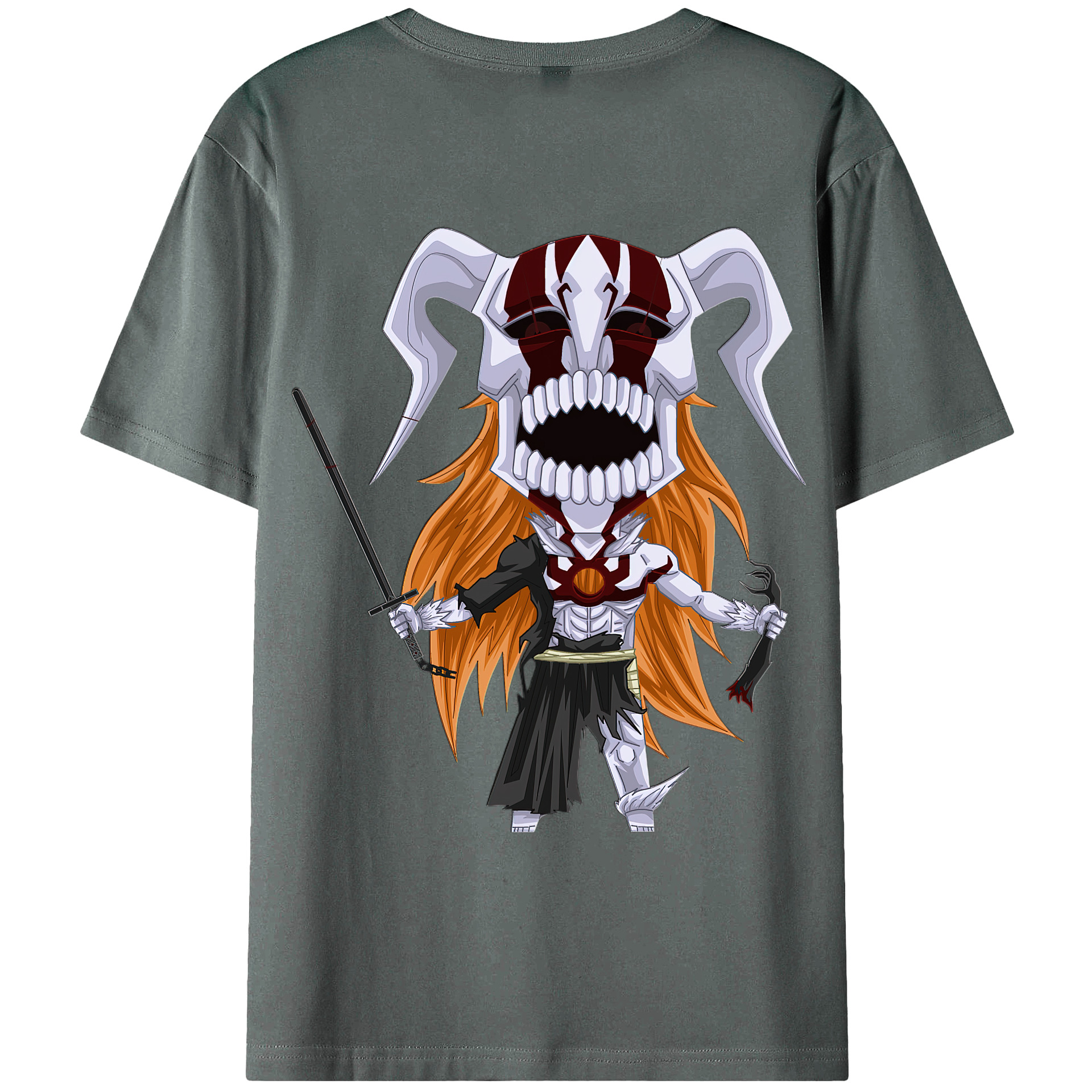 （画像用） ブリーチ 黒崎一護（くろさき いちご）BLEACH Kurosaki Ichigo 綿100％ メンズ半袖Tシャツ（バックプリント） 通気性